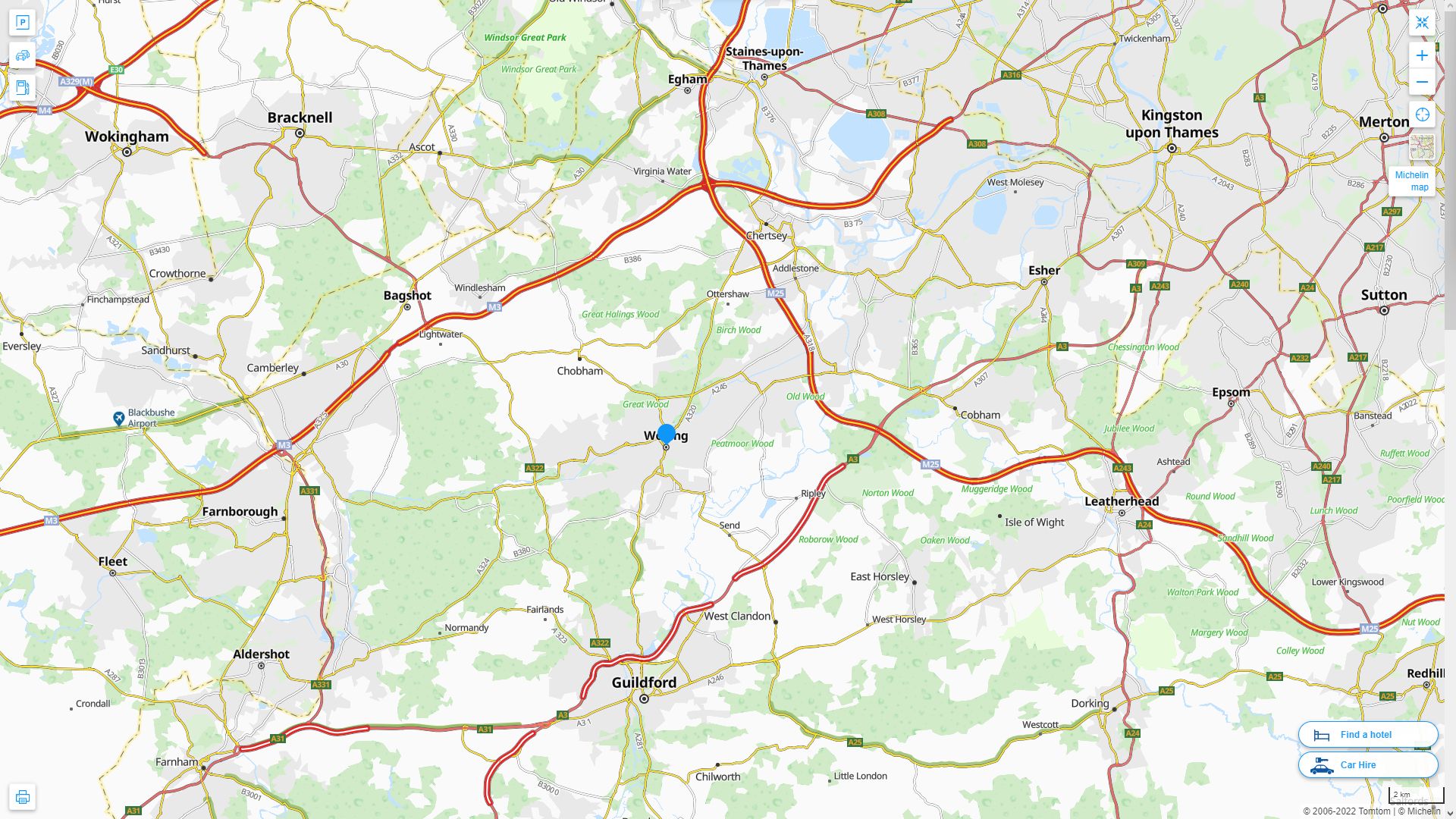 Woking Royaume Uni Autoroute et carte routiere